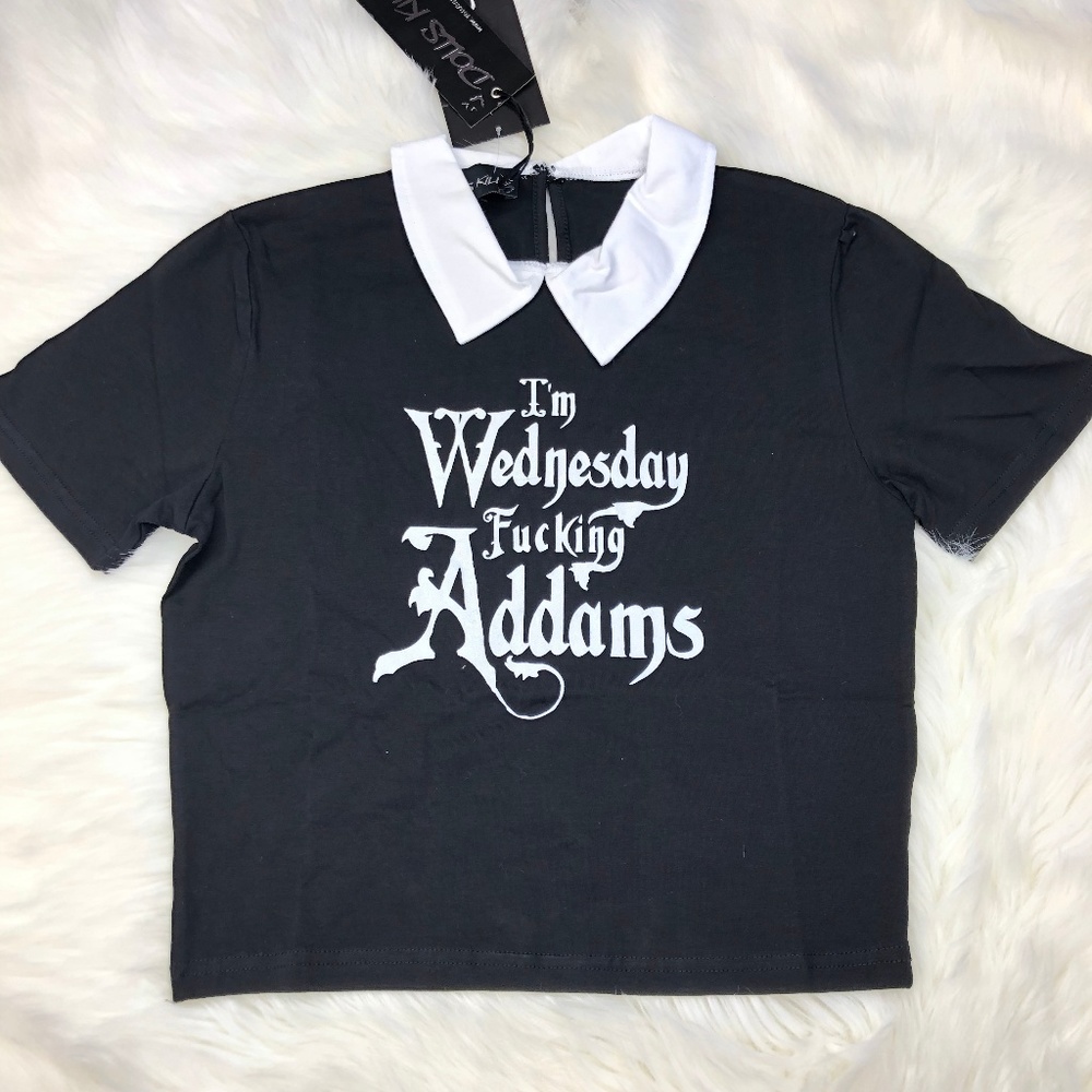 * Wednesday Adams Black Shirt * White Collar * - Picture 6 of 7